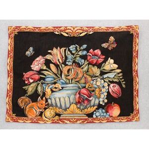 VTG Goblys Tapestry Flora and Fauna Still Life Wall‎ Art 38"x 28" French